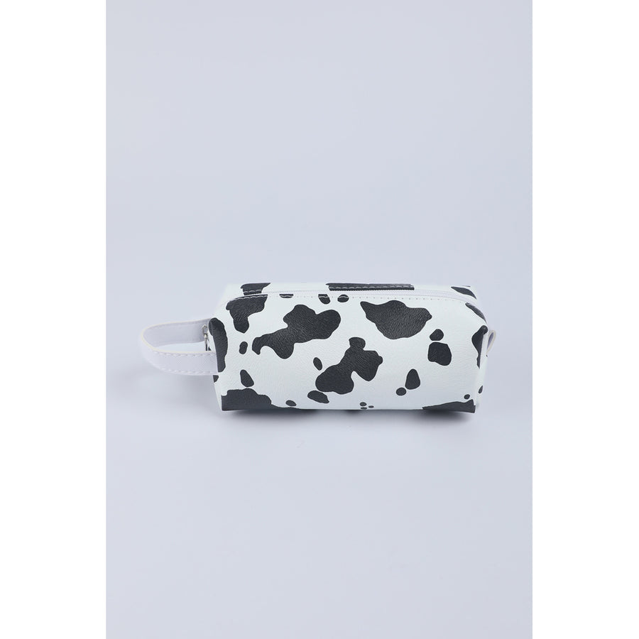 Black Cow Print Zipper Make Up Bag Image 1