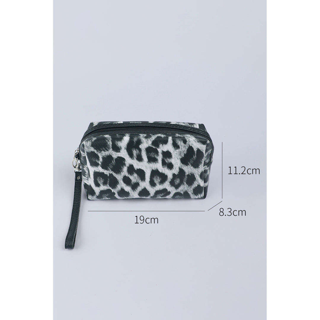 Black Leopard Print Zipper Make Up Bags Image 4