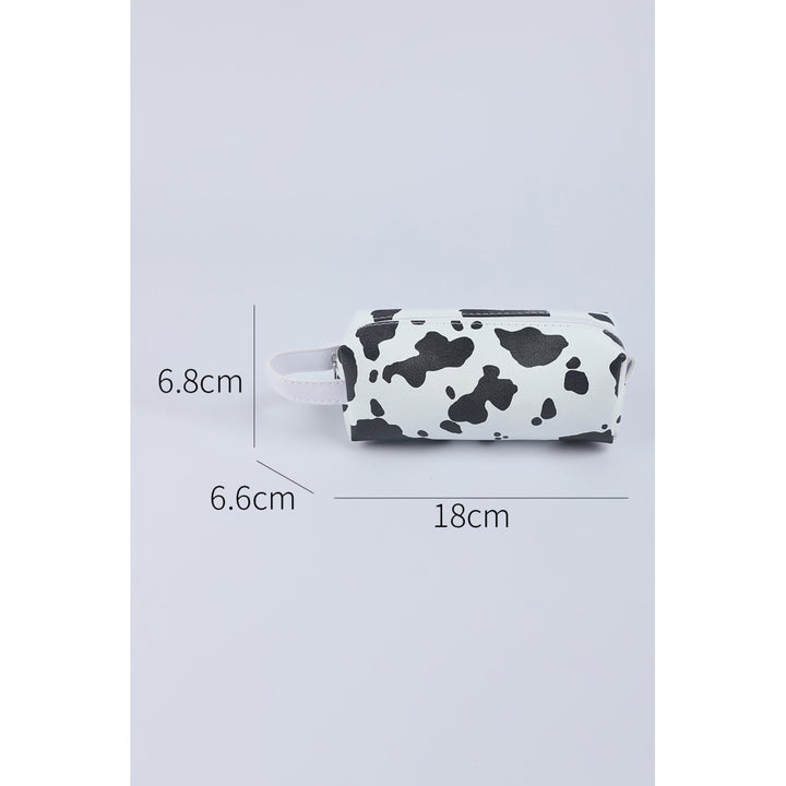 Black Cow Print Zipper Make Up Bag Image 4