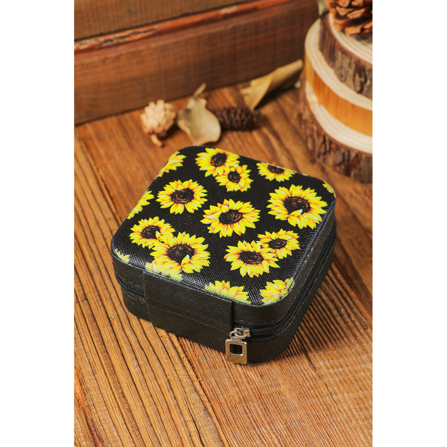 Black Sunflower Print Jewelry Box Image 1