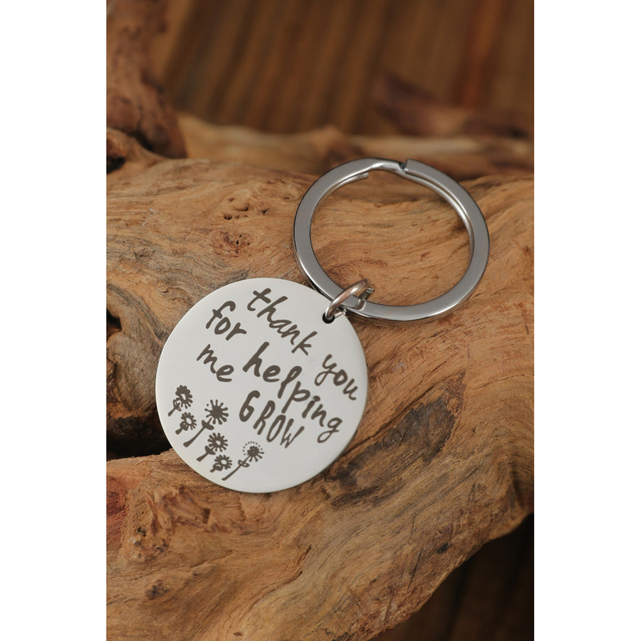 Silver Thank You for Helping Me GROW Mothers Day Gift Keychain Image 1