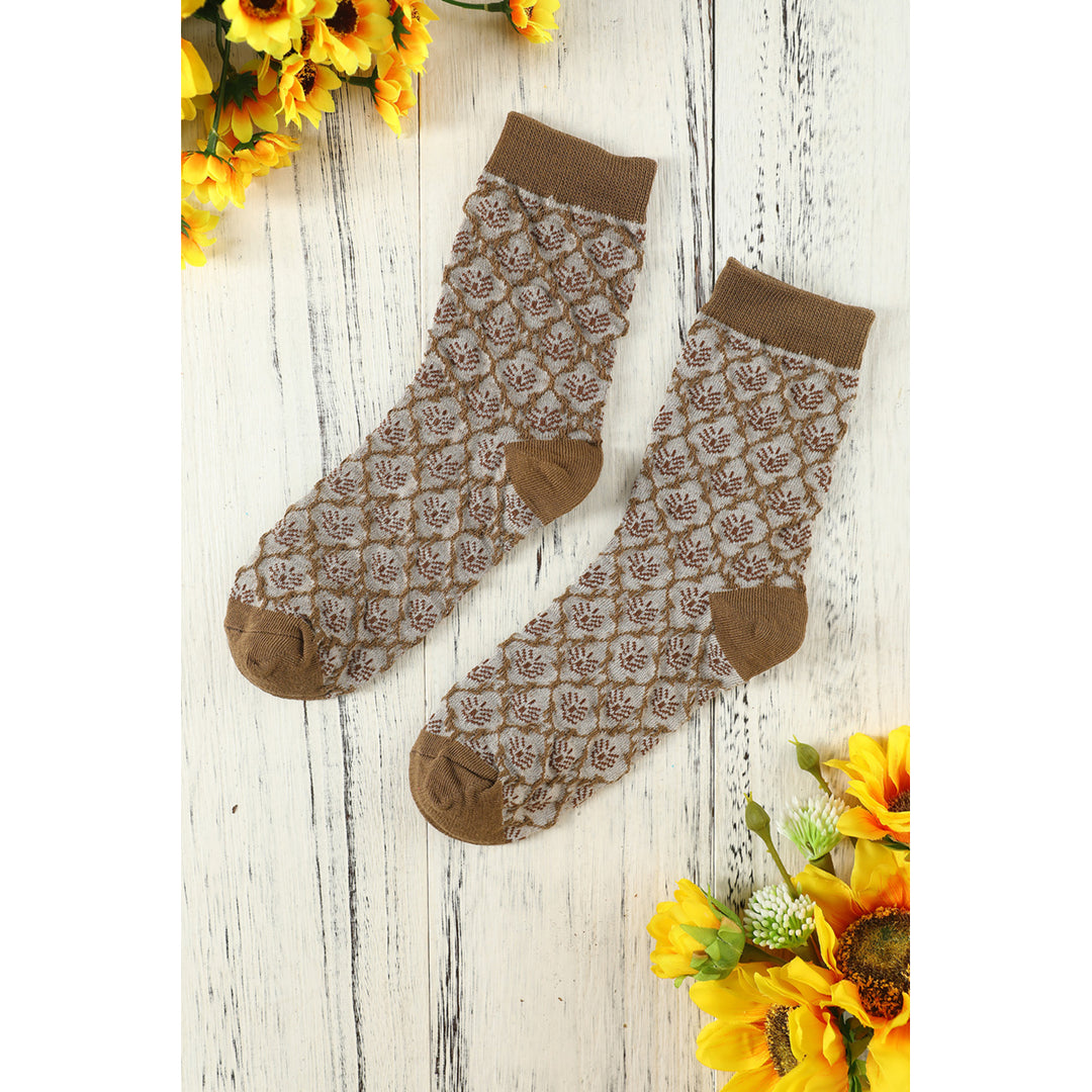 Womens Geometric Knit Tube Socks Image 2