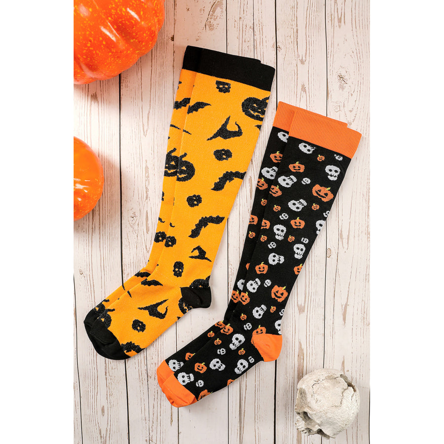 Womens Black Halloween Pumpkin Sports Socks Image 1