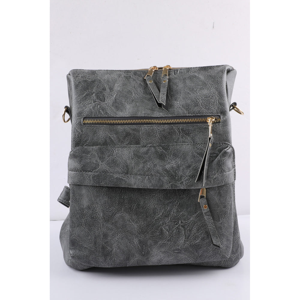 Women's Gray Casual Versatile PU Leather Backpack Image 2