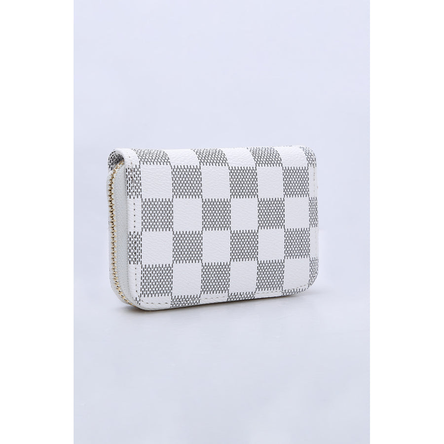 Womens White Checkered Print PU Purse Image 1