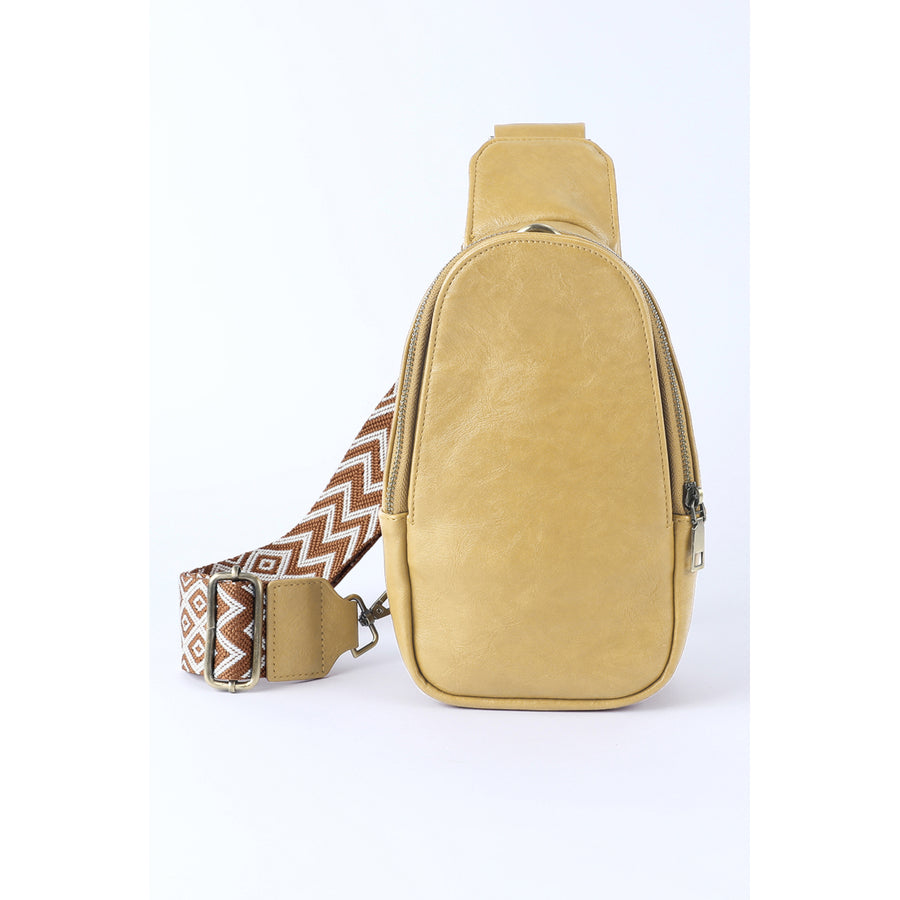 Women's Yellow Faux Leather Zipped Crossbody Chest Bag Image 1