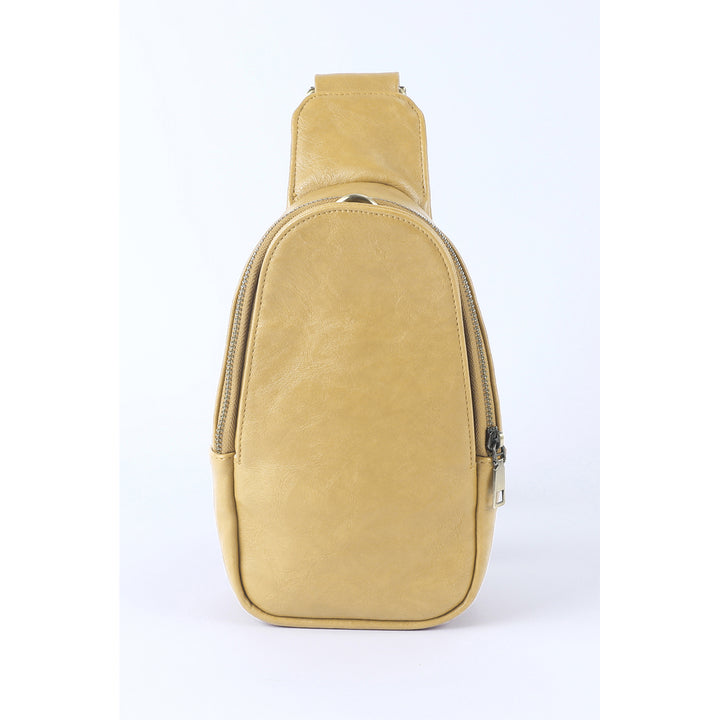 Women's Yellow Faux Leather Zipped Crossbody Chest Bag Image 3