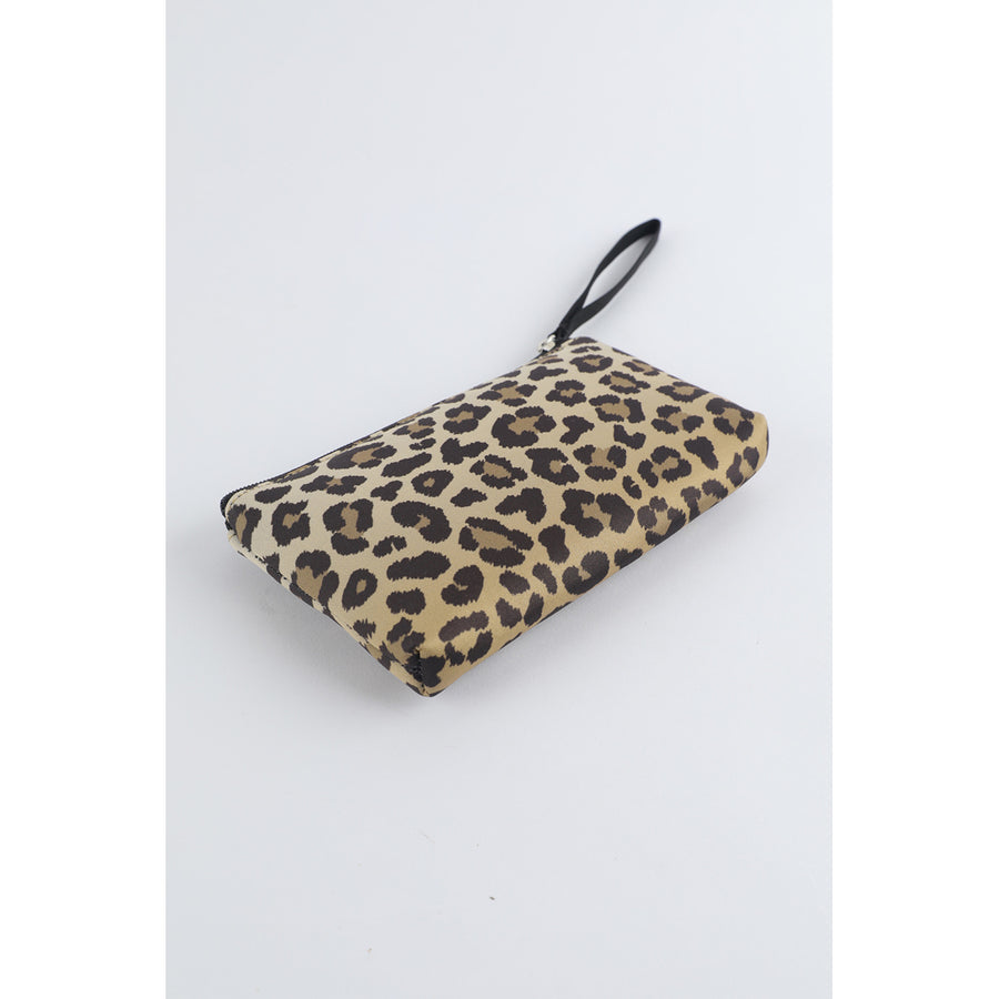 Womens Leopard Print Zipped Clutch Image 1