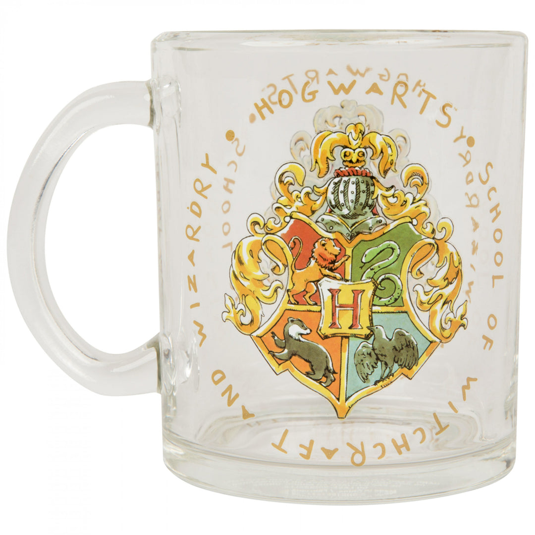 Harry Potter Hogwarts Crest 17.5oz Glass Mug Image 1