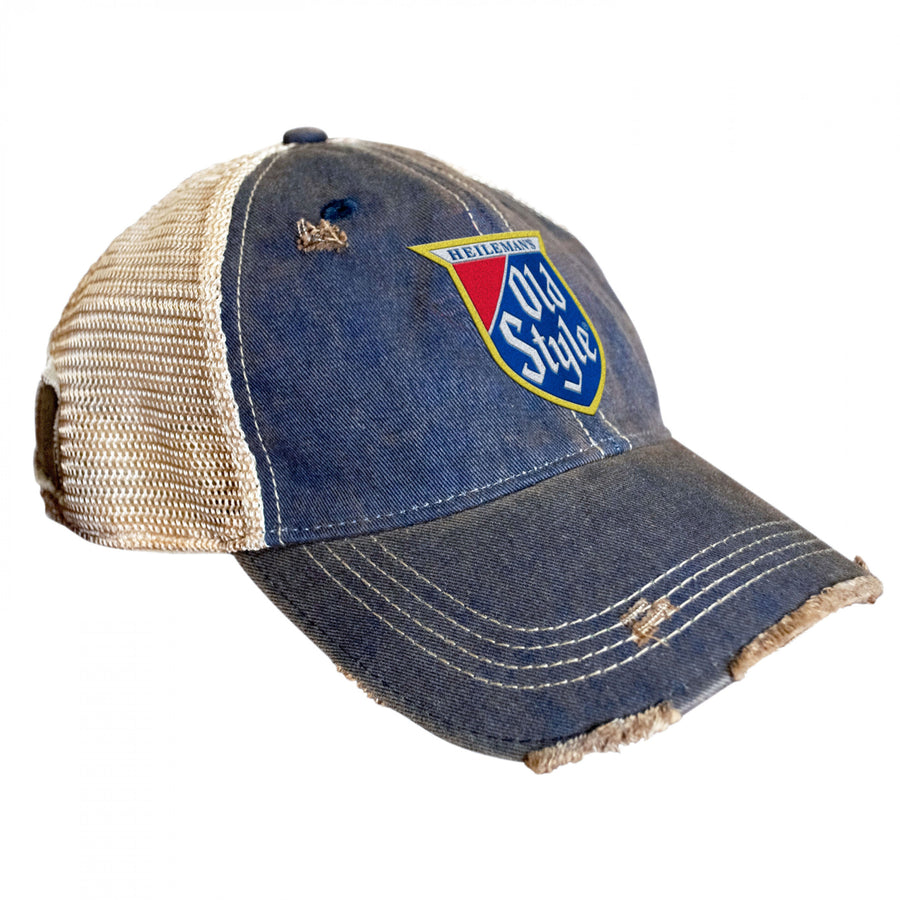 Old Style Logo Patch Navy Colorway Distressed Adjustable Hat Image 1