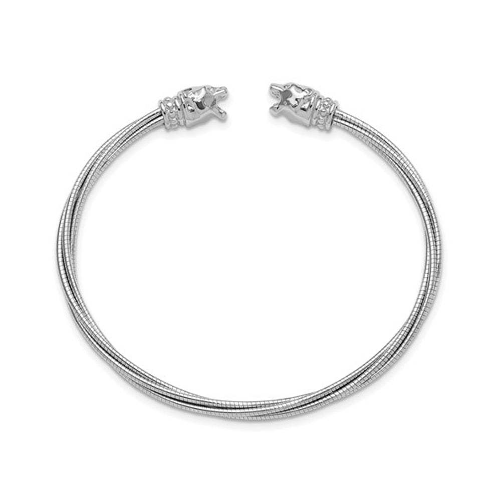 Leopard Head Cuff Bangle Bracelet in Sterling Silver Image 4