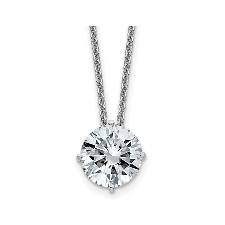 1.90 Carat (ctw E-F) Synthetic 8.0mm Moissanite Solitaire Pendant Necklace in 14K White Gold with Chain Image 1