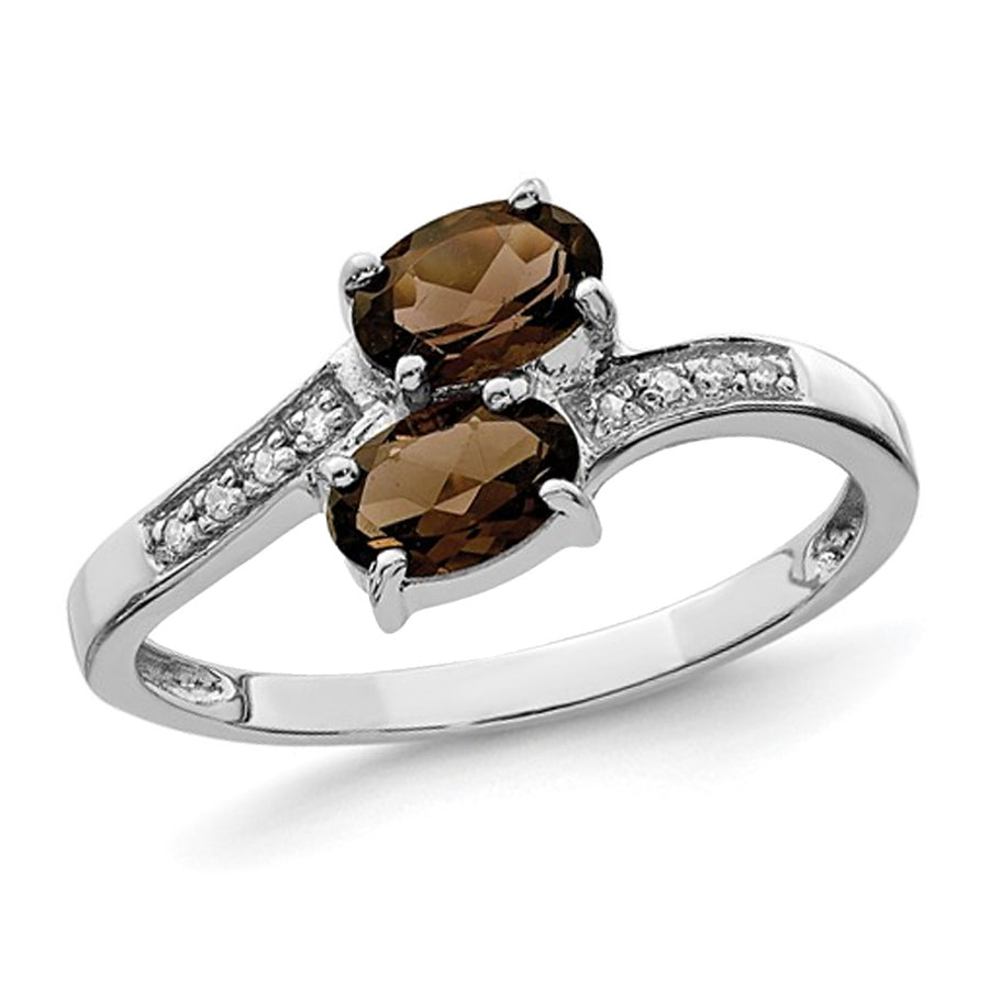 3/4 Carat (ctw) Smoky Quartz Two-Stone Ring in Sterling Silver Image 1