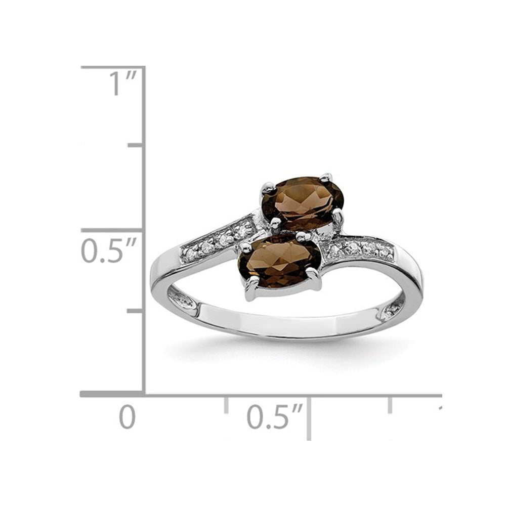 3/4 Carat (ctw) Smoky Quartz Two-Stone Ring in Sterling Silver Image 4