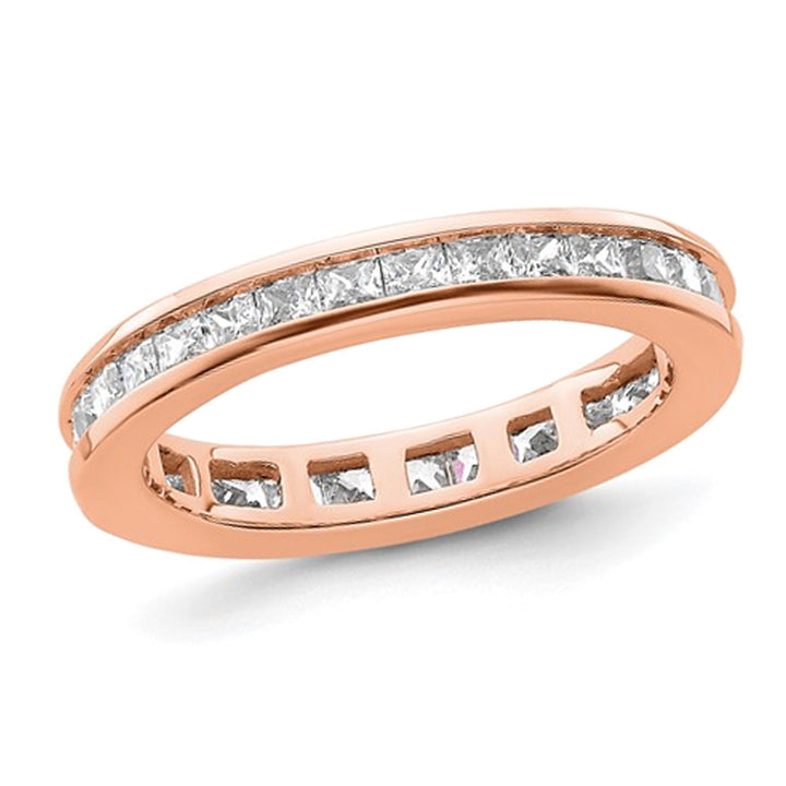 1.00 Carat (ctw H-II1-I2) Princess-Cut Diamond Eternity Wedding Band Ring in 14K Rose Gold Image 1