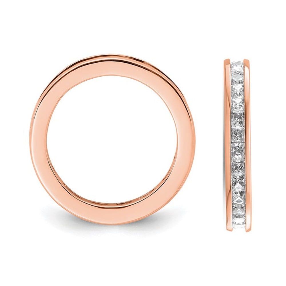 1.00 Carat (ctw H-II1-I2) Princess-Cut Diamond Eternity Wedding Band Ring in 14K Rose Gold Image 2