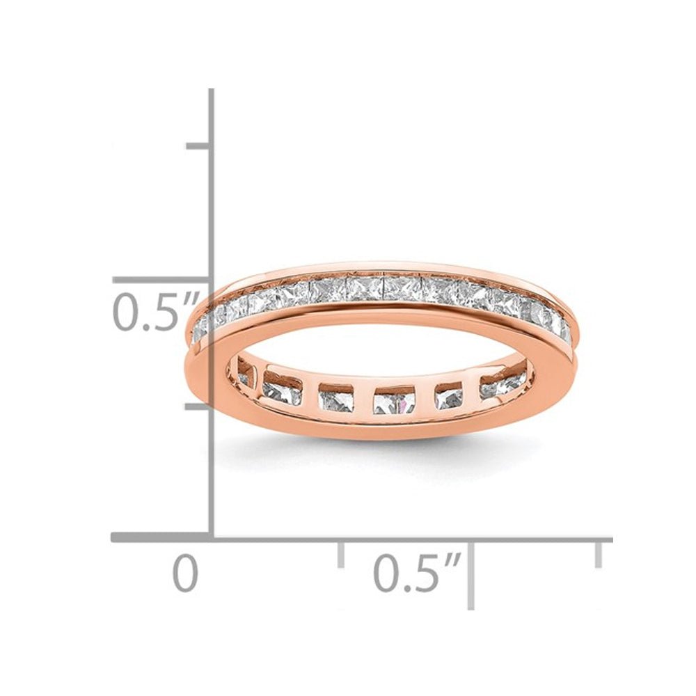 1.00 Carat (ctw H-II1-I2) Princess-Cut Diamond Eternity Wedding Band Ring in 14K Rose Gold Image 3