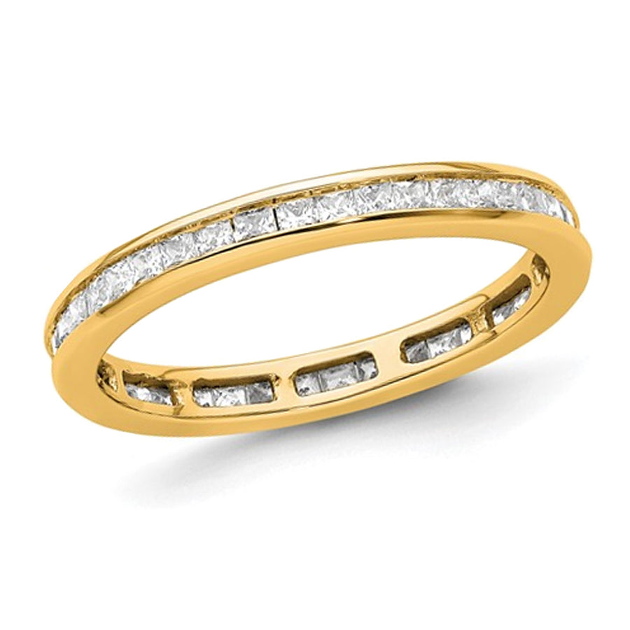 1.00 Carat (ctw H-II1-I2) Princess-Cut Diamond Eternity Wedding Band Ring in 14K Yellow Gold Image 1