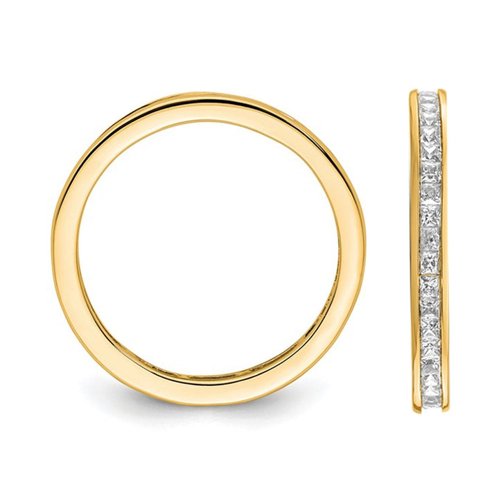 1.00 Carat (ctw H-II1-I2) Princess-Cut Diamond Eternity Wedding Band Ring in 14K Yellow Gold Image 2