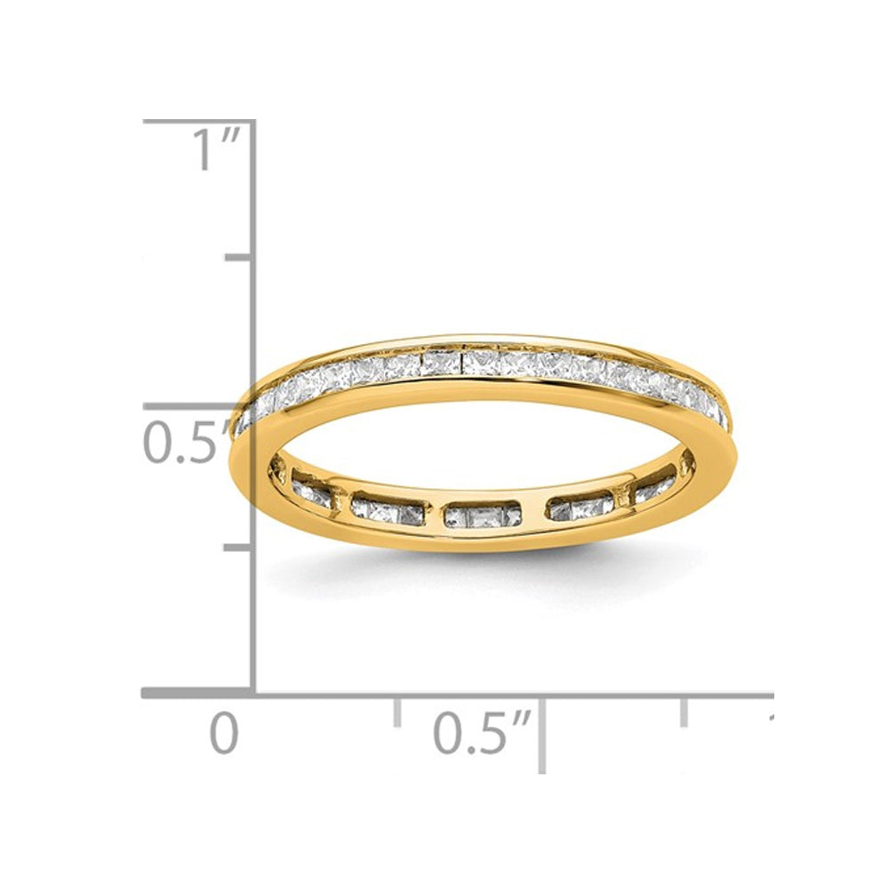 1.00 Carat (ctw H-II1-I2) Princess-Cut Diamond Eternity Wedding Band Ring in 14K Yellow Gold Image 3