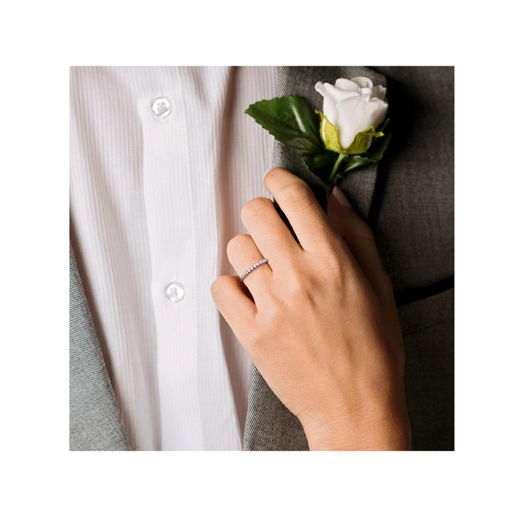 1/5 Carat (ctw) Diamond Wedding Semi-Eternity Ring in 14k White Gold Image 4