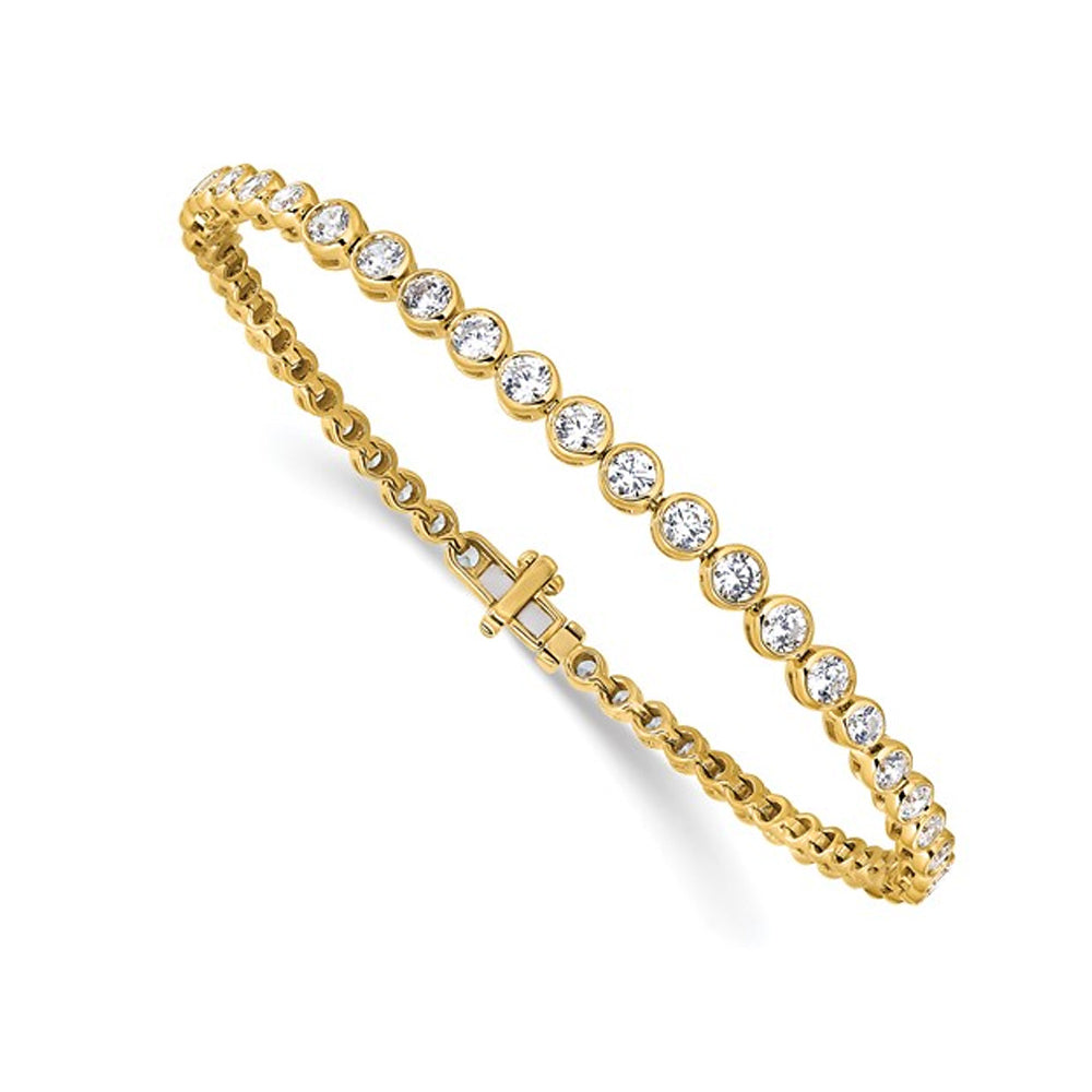 3.00 Carat (ctw SI1-SI2 G-H) Lab-Grown Diamond Tennis Bracelet in 14K Yellow Gold Image 1