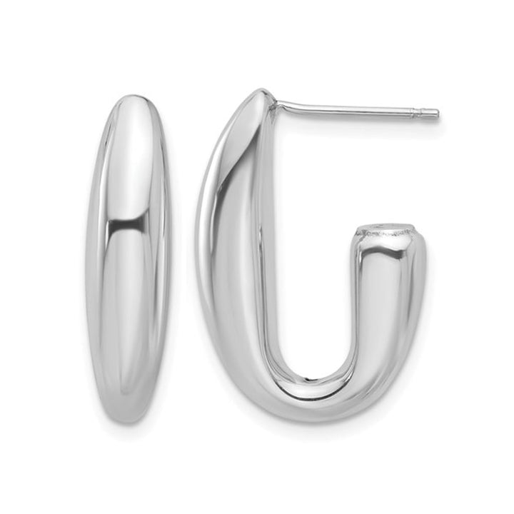 Sterling Silver J-Hoop Earrings Image 1