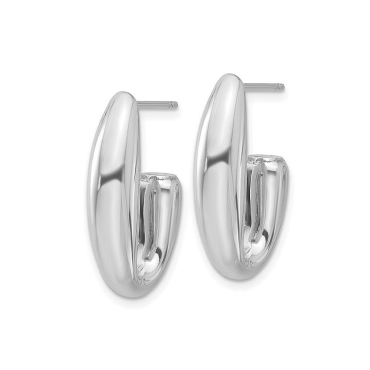 Sterling Silver J-Hoop Earrings Image 4