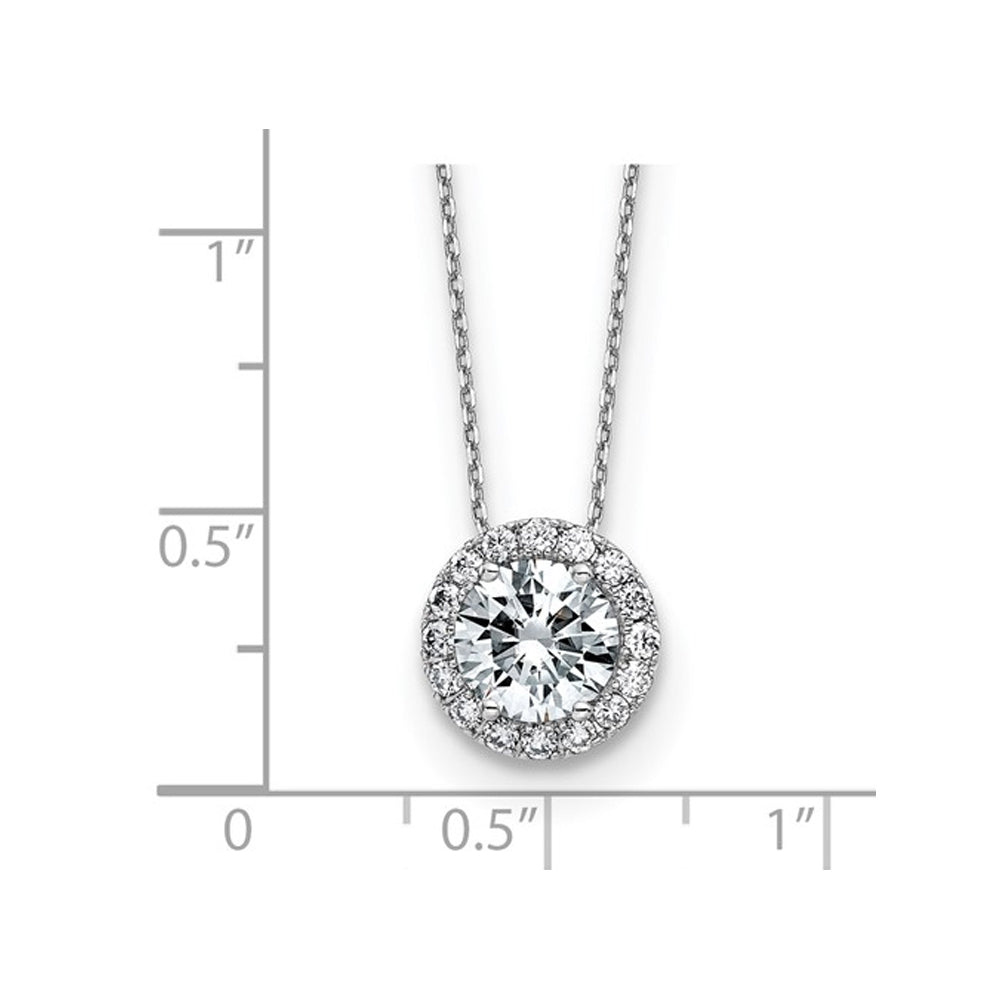 1.75 Carat (ctw D-E-F) Synthetic Moissanite Halo Pendant Necklace in 14K White Gold with Chain Image 3