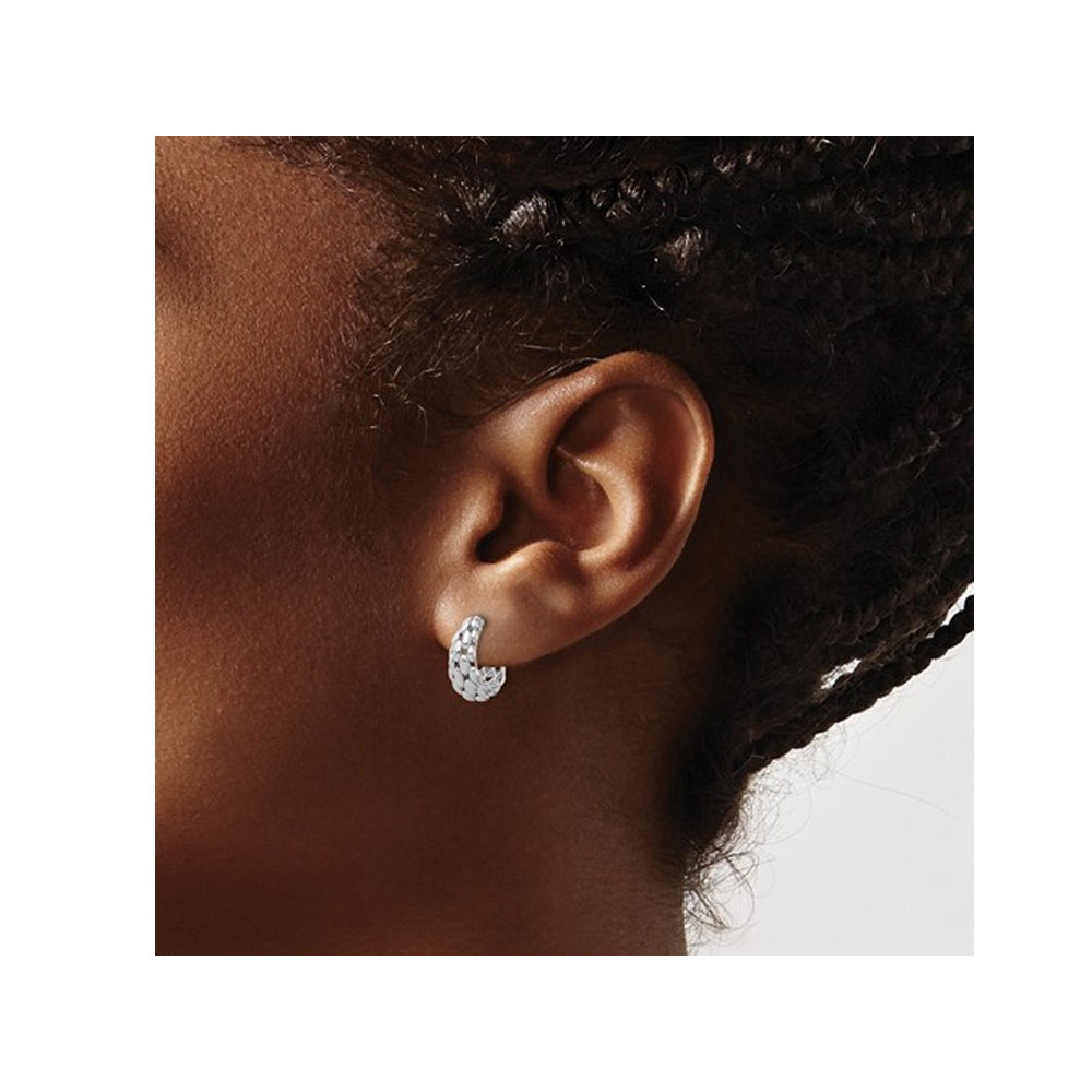 14K White Gold Satin J-Hoop Earrings Image 3