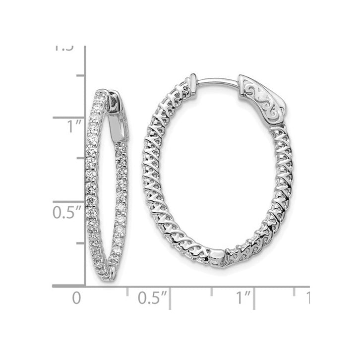 1.20 Carat (ctw G-H-I) Synthetic Moissanite Hoop Earrings in 14K White Gold Image 4