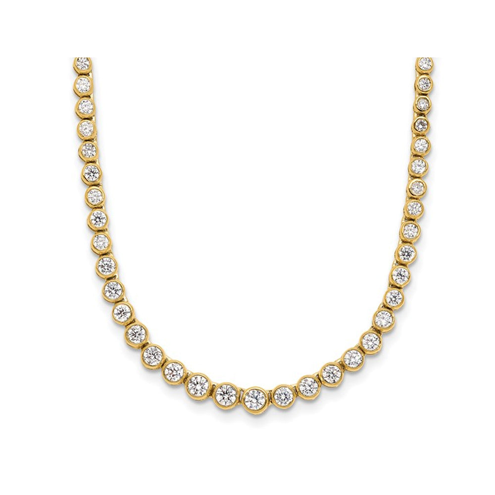 3.00 Carat (ctw SI1-SI2 G-H) Lab-Grown Diamond Necklace Graduating Tennis Bolo in 14K Yellow Gold Image 1