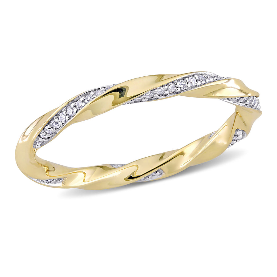 1/4 Carat (ctw) Diamond Twist Eternity Band Ring in 10K Yellow Gold Image 1