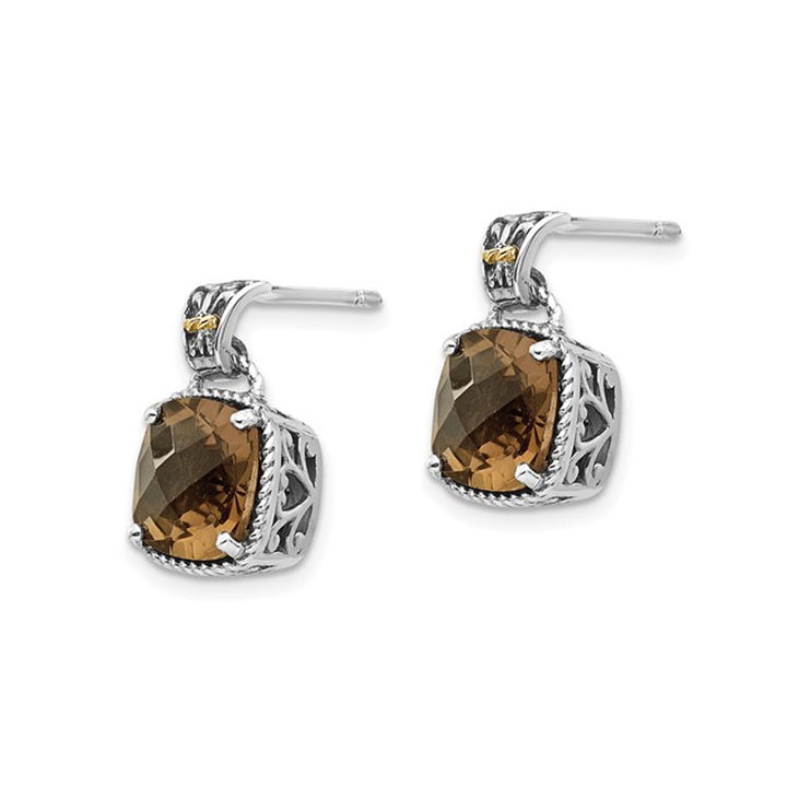 3.50 Carat (ctw) Dangle Smoky Quartz Earrings in Sterling Silver Image 3