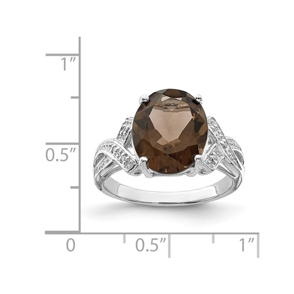 3.45 Carat (ctw) Oval-Cut Smoky Quartz Ring in Sterling Silver Image 3