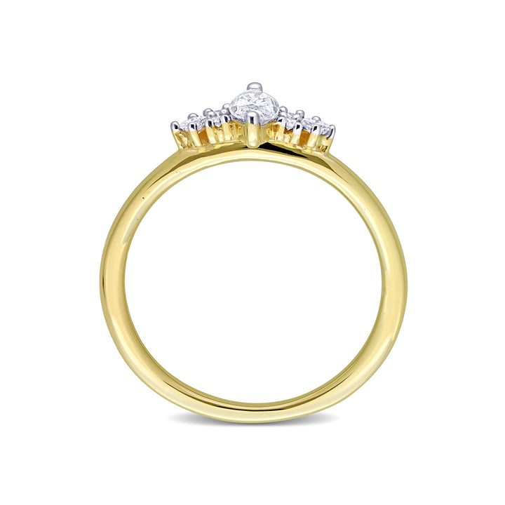 2/5 Carat (ctw I1-I2H-I) Three Stone Marquise Diamond Ring in 14K Yellow Gold Image 3