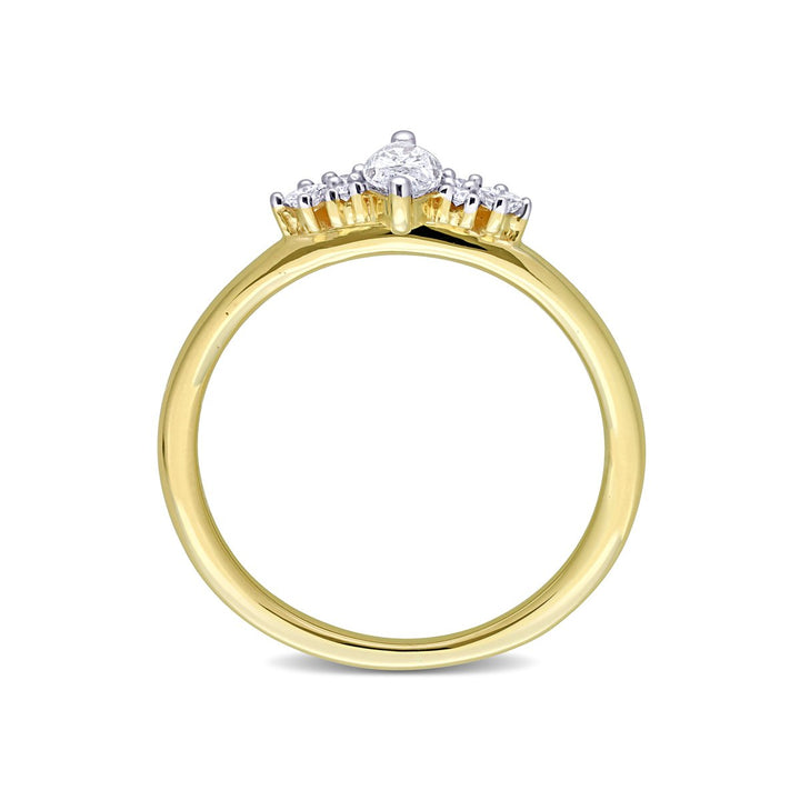 2/5 Carat (ctw I1-I2 H-I) Three Stone Marquise Diamond Ring in 14K Yellow Gold Image 3