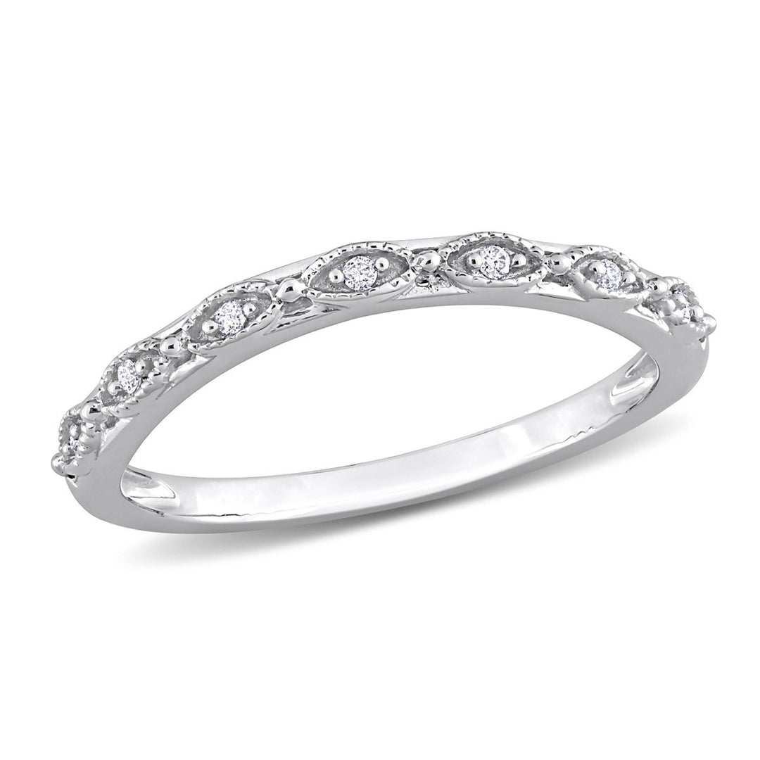 Diamond Accent Semi-Eternity Wedding Band Ring in 14K White Gold Image 1