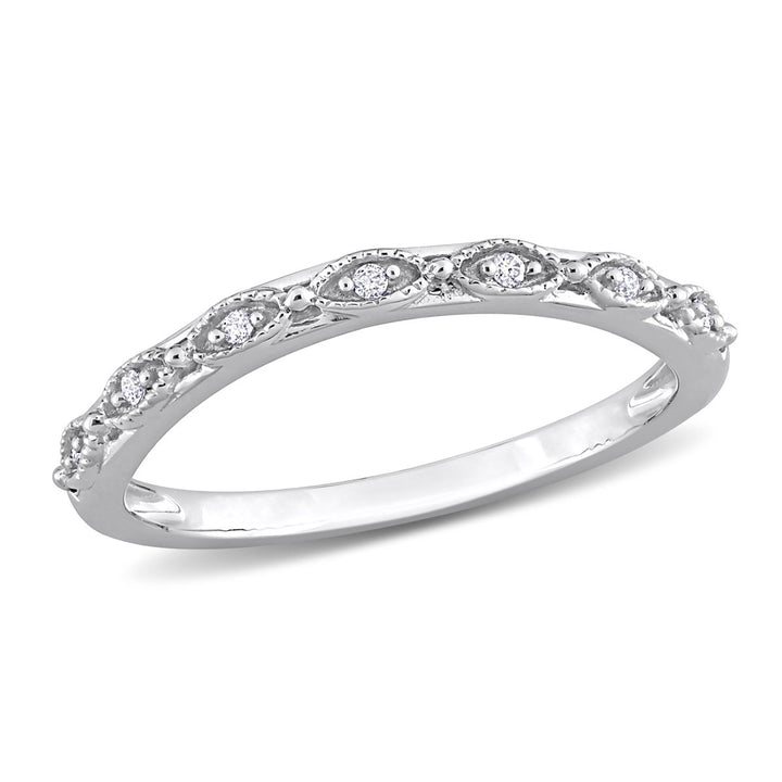 Diamond Accent Semi-Eternity Wedding Band Ring in 14K White Gold Image 1