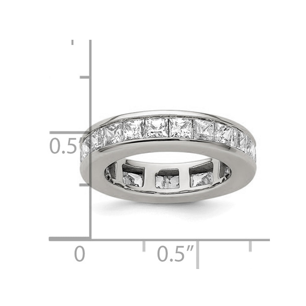 3.00 Carat (ctw Color H-II1-I2) Princess-Cut Diamond Eternity Wedding Band Ring in 14K White Gold Image 4