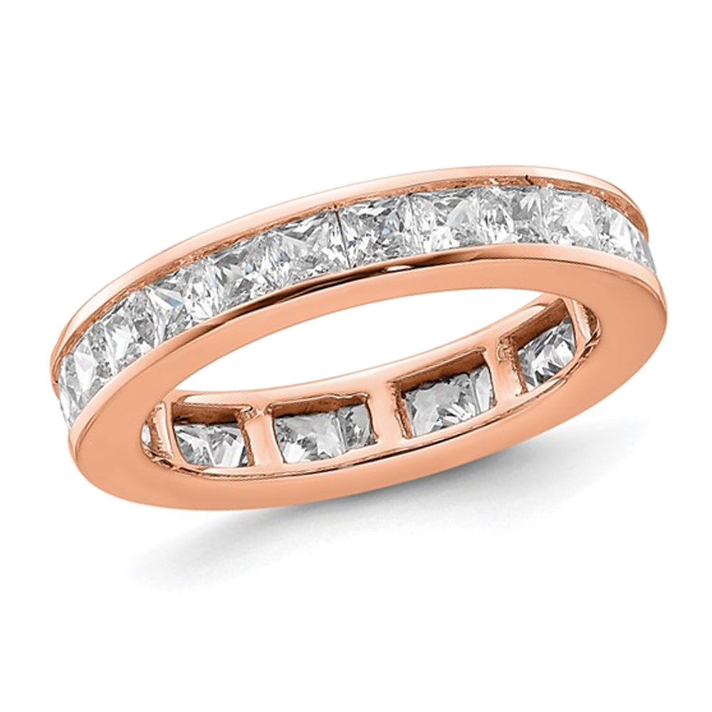 2.00 Carat (ctw H-I I1-I2) Princess-Cut Diamond Eternity Wedding Band Ring in 14K Rose Pink Gold Image 1