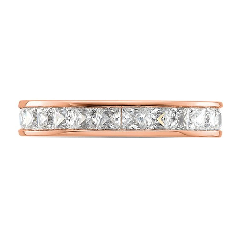 2.00 Carat (ctw H-I I1-I2) Princess-Cut Diamond Eternity Wedding Band Ring in 14K Rose Pink Gold Image 2