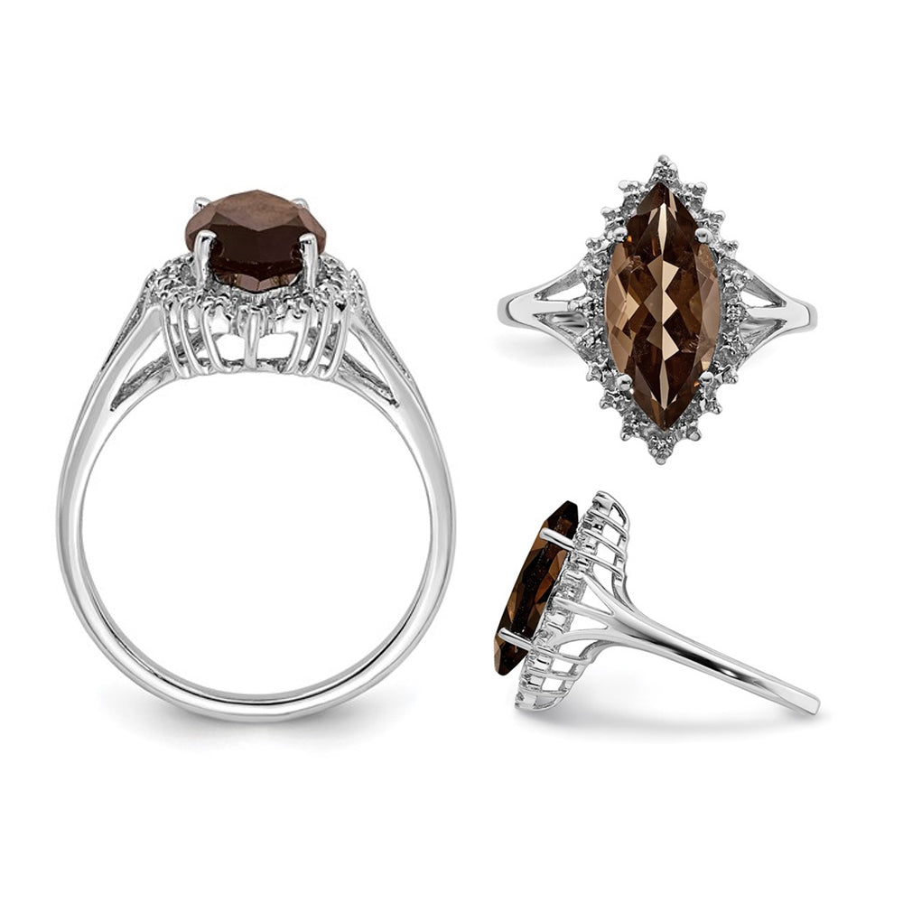 3.10 Carat (ctw) Smoky Quartz Marquise Ring in Sterling Silver Image 2