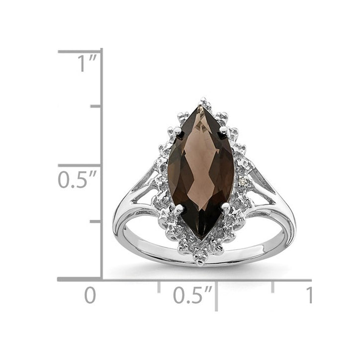 3.10 Carat (ctw) Smoky Quartz Marquise Ring in Sterling Silver Image 3