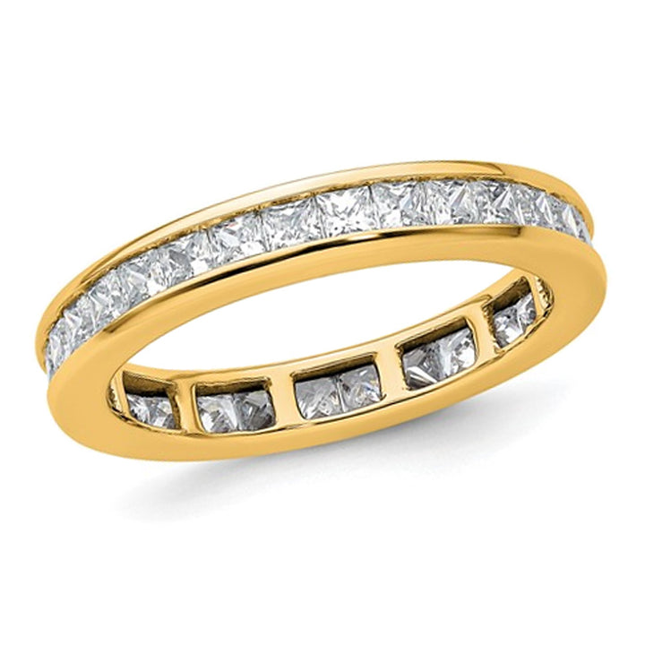 2.00 Carat (ctw Color H-I I1-I2) Princess-Cut Diamond Eternity Wedding Band Ring in 14K Yellow Gold Image 1