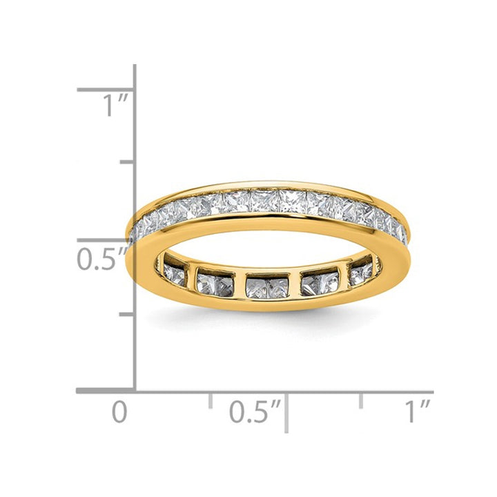 2.00 Carat (ctw Color H-I I1-I2) Princess-Cut Diamond Eternity Wedding Band Ring in 14K Yellow Gold Image 2