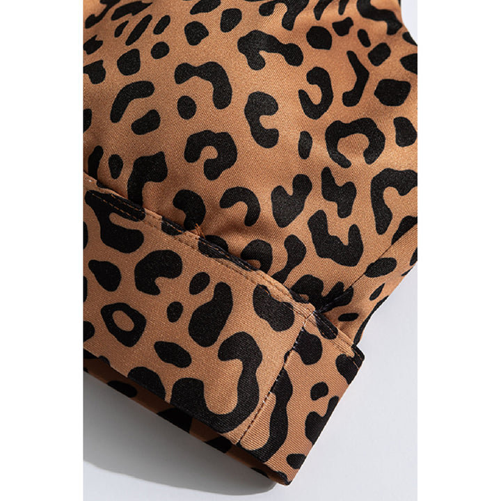 Womens Brown Cheetah Print Sport Bra Pants Set Image 9