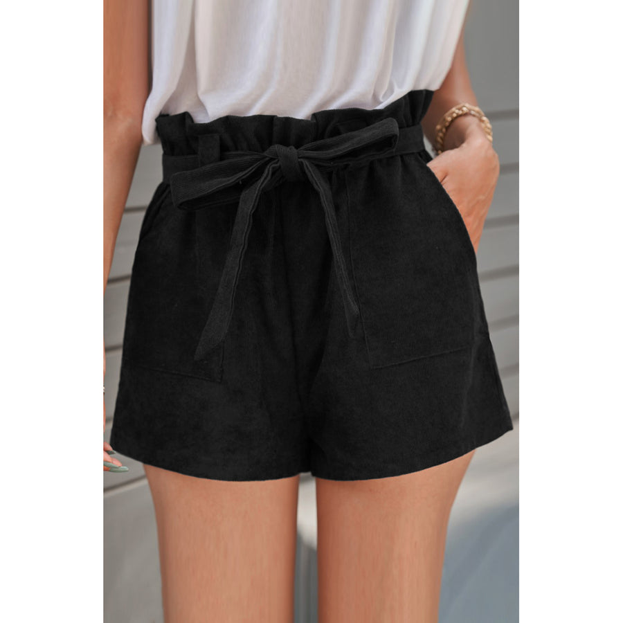 Womens Black Cotton Blend Pocketed Knit Shorts Image 1