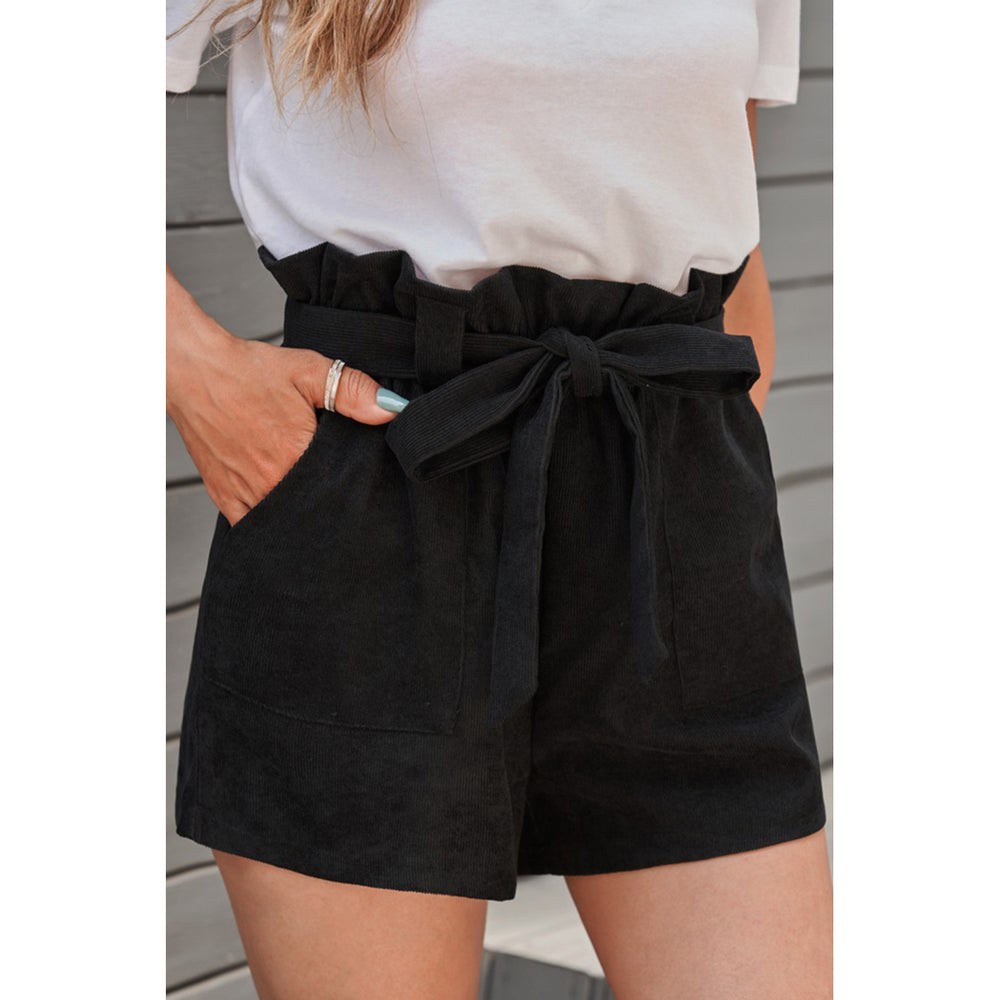Womens Black Cotton Blend Pocketed Knit Shorts Image 2