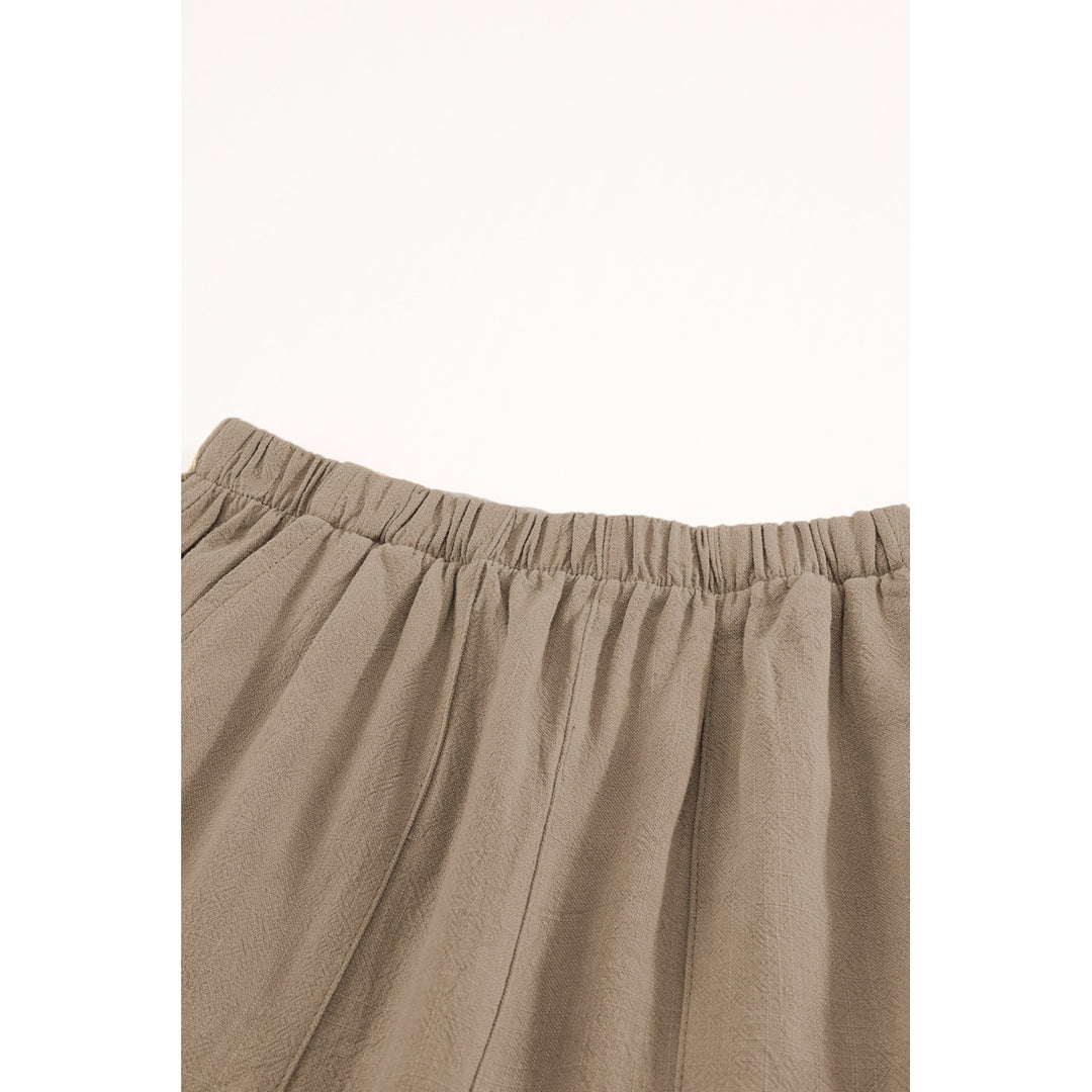 Womens Khaki High Waist Pocketed Ruffle Shorts Image 8